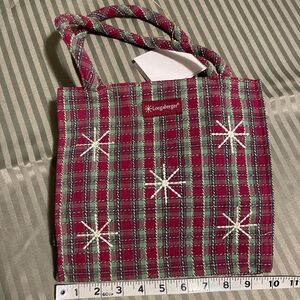 Longaberger Red and Green Plaid Tote with Embroidered Stars